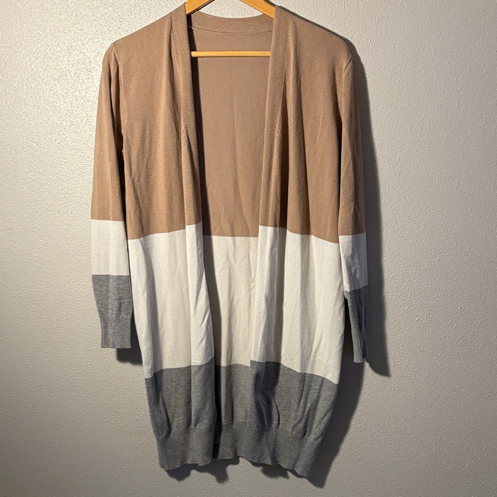 Color Block Open Front Cardigan